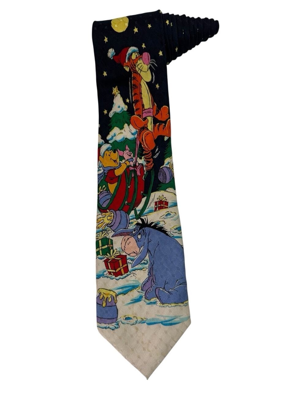 The Disney Store Winnie The Pooh Christmas Tigger Eeyore Piglet Necktie Silk